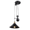 LED Pendelleuchte mit Metallschirm Schwarz, Höhe 90cm-180cm