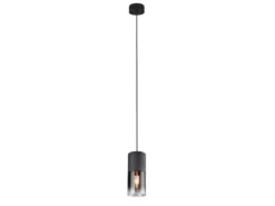 LED Pendelleuchte mit Rauchglas 1-flammig Metall Schwarz, Ø 10cm