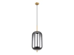 LED Pendelleuchte mit Rauchglas 1-flammig Metall Messing, Ø 22cm