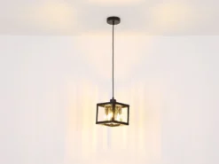 LED Pendelleuchte mit Rauchglas Kristallen 1-flammig Metall Schwarz, Breite 17cm