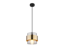 LED Pendelleuchte mit Rauchglas Lampenschirm und Messingring, Ø 18cm
