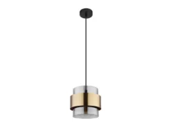 LED Pendelleuchte mit Rauchglas Lampenschirm und Messingring, Ø 18cm