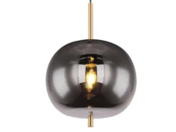LED Pendelleuchte mit Rauchglas 1-flammig Metall Messing, Ø 30cm