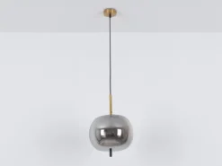 LED Pendelleuchte mit Rauchglas 1-flammig Metall Messing, Ø 30cm