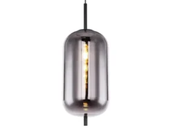 LED Pendelleuchte mit Rauchglas 1-flammig Metall Schwarz, Ø 22cm