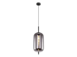 LED Pendelleuchte mit Rauchglas 1-flammig Metall Schwarz, Ø 22cm