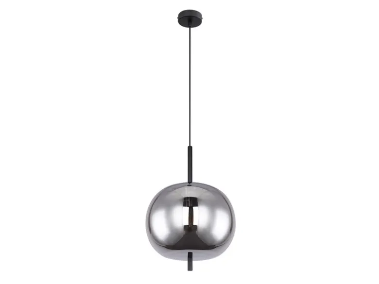 LED Pendelleuchte mit Rauchglas 1-flammig Metall Schwarz, Ø 30cm