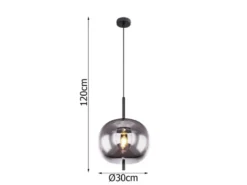 LED Pendelleuchte mit Rauchglas 1-flammig Metall Schwarz, Ø 30cm
