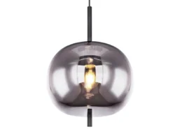 LED Pendelleuchte mit Rauchglas 1-flammig Metall Schwarz, Ø 30cm