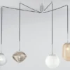LED Pendelleuchte mit 4 Relief Glas Lampenschirmen, Abhängung bis 250cm