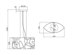 LED Pendelleuchte mit satiniertem Glas Lampenschirm mit Dekor, Breite 40cm
