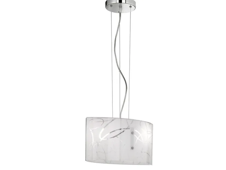 LED Pendelleuchte mit satiniertem Glas Lampenschirm mit Dekor, Breite 40cm