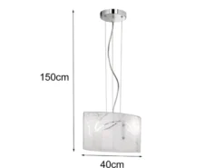 LED Pendelleuchte mit satiniertem Glas Lampenschirm mit Dekor, Breite 40cm