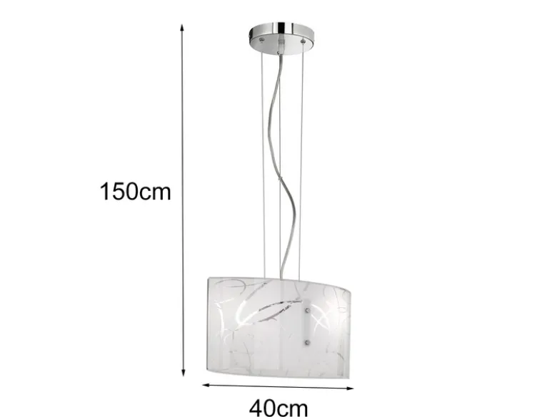 LED Pendelleuchte mit satiniertem Glas Lampenschirm mit Dekor, Breite 40cm