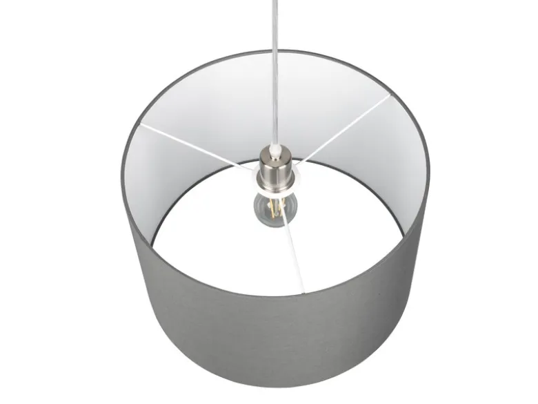 LED Pendelleuchte mit Stoff Lampenschirm in Grau, Ø 40cm