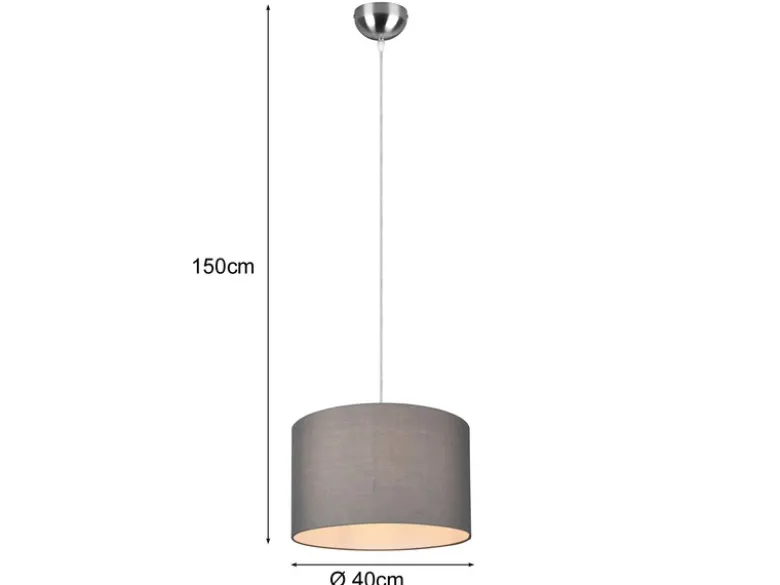 LED Pendelleuchte mit Stoff Lampenschirm in Grau, Ø 40cm