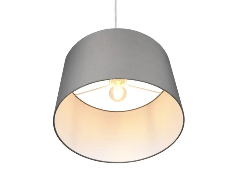 LED Pendelleuchte mit Stoff Lampenschirm in Grau, Ø 40cm