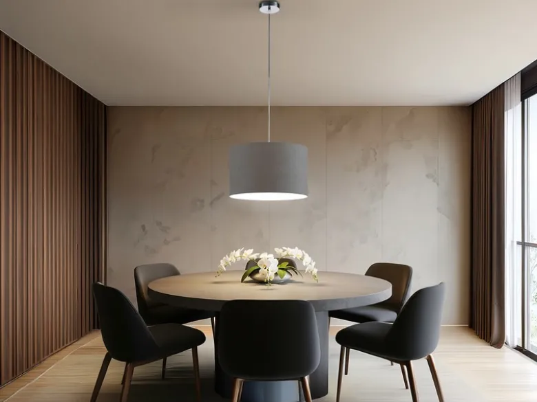 LED Pendelleuchte mit Stoff Lampenschirm in Grau, Ø 40cm