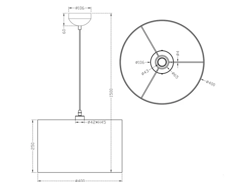 LED Pendelleuchte mit Stoff Lampenschirm in Grau, Ø 40cm