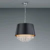 LED Pendelleuchte mit Stoffschirm Schwarz Gold & Kristall, Ø 50cm