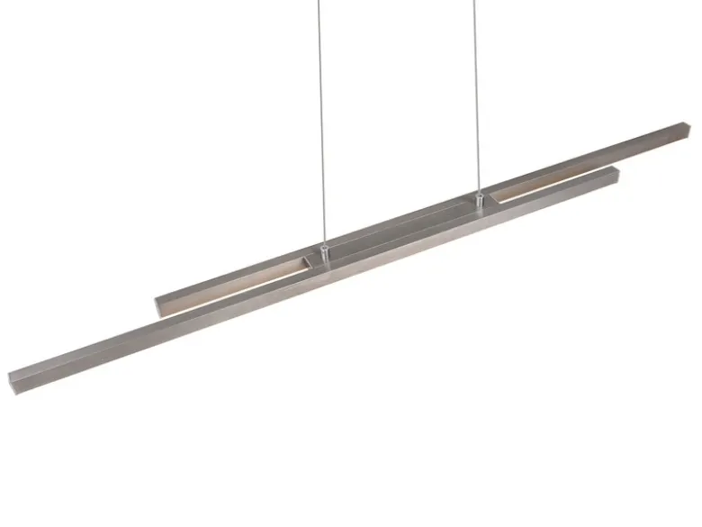 LED Pendelleuchte ODIO modern Metall Silber lang, Breite 110cm