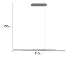 LED Pendelleuchte ODIO modern Metall Silber lang, Breite 110cm