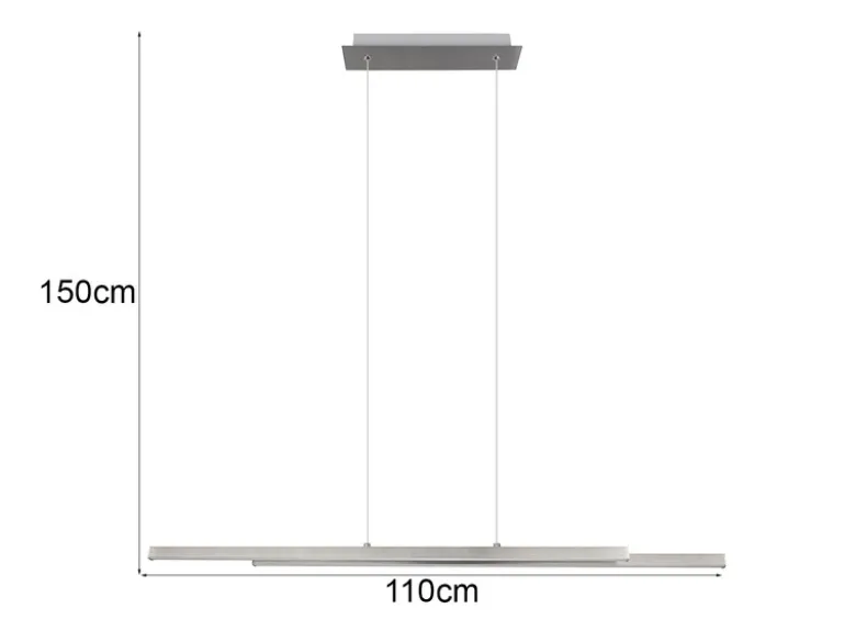 LED Pendelleuchte ODIO modern Metall Silber lang, Breite 110cm