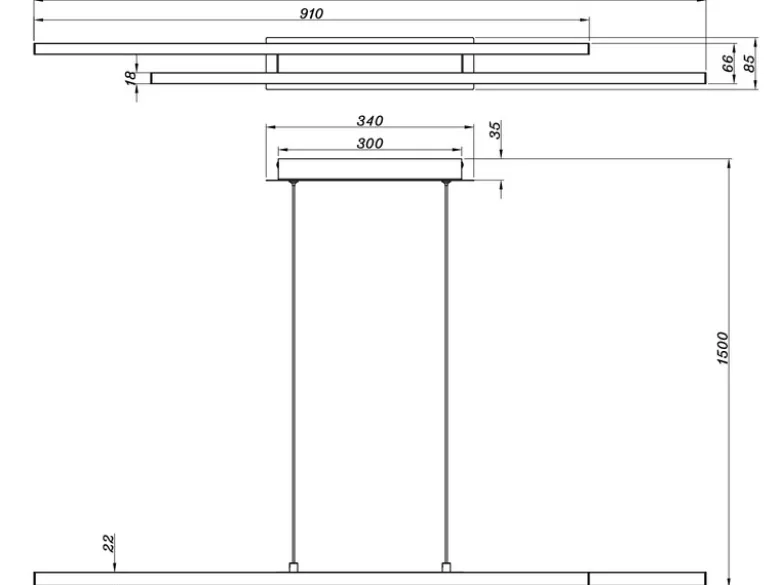 LED Pendelleuchte ODIO modern Metall Silber lang, Breite 110cm