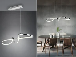LED Pendelleuchte PADUA dimmbar per Schalter, Chrom, Kristall, Breite 81cm