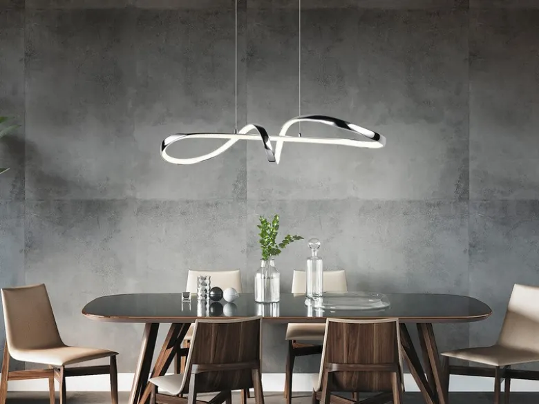 LED Pendelleuchte PADUA dimmbar per Schalter, Chrom, Kristall, Breite 81cm