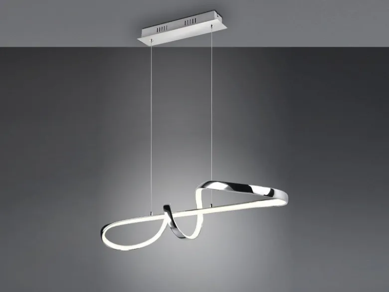 LED Pendelleuchte PADUA dimmbar per Schalter, Chrom, Kristall, Breite 81cm