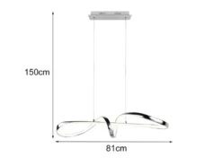 LED Pendelleuchte PADUA dimmbar per Schalter, Chrom, Kristall, Breite 81cm