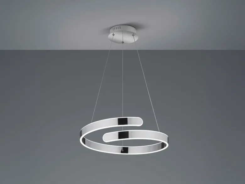 LED Pendelleuchte PARMA Metall Chrom/Weiß 3 Stufen Dimmer Ring, Ø 50cm