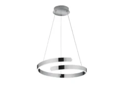 LED Pendelleuchte PARMA Metall Chrom/Weiß 3 Stufen Dimmer Ring, Ø 50cm