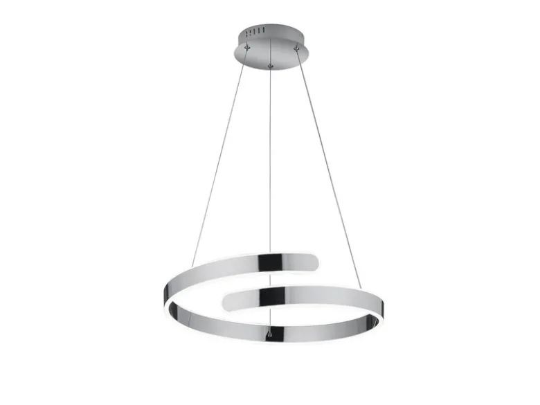 LED Pendelleuchte PARMA Metall Chrom/Weiß 3 Stufen Dimmer Ring, Ø 50cm