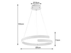 LED Pendelleuchte PARMA Metall Weiß matt 3 Stufen Dimmer Ring, Ø 50cm