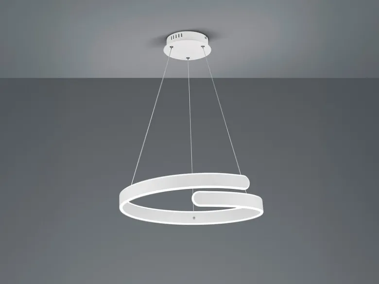 LED Pendelleuchte PARMA Metall Weiß matt 3 Stufen Dimmer Ring, Ø 50cm