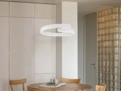 LED Pendelleuchte PARMA Metall Weiß matt 3 Stufen Dimmer Ring, Ø 50cm
