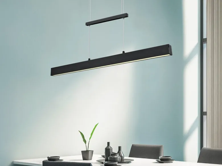 LED Pendelleuchte PAROS Schwarz dimmbar & höhenverstellbar, Breite 90cm