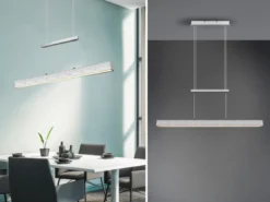 LED Pendelleuchte PAROS Silber dimmbar & höhenverstellbar, Breite 90cm