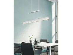 LED Pendelleuchte PAROS Silber dimmbar & höhenverstellbar, Breite 90cm