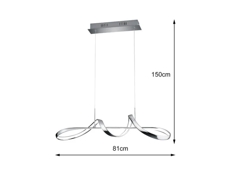 LED Pendelleuchte PERUGIA Metall Silber Chrom mit 3 Stufen Dimmer, Breite 81cm