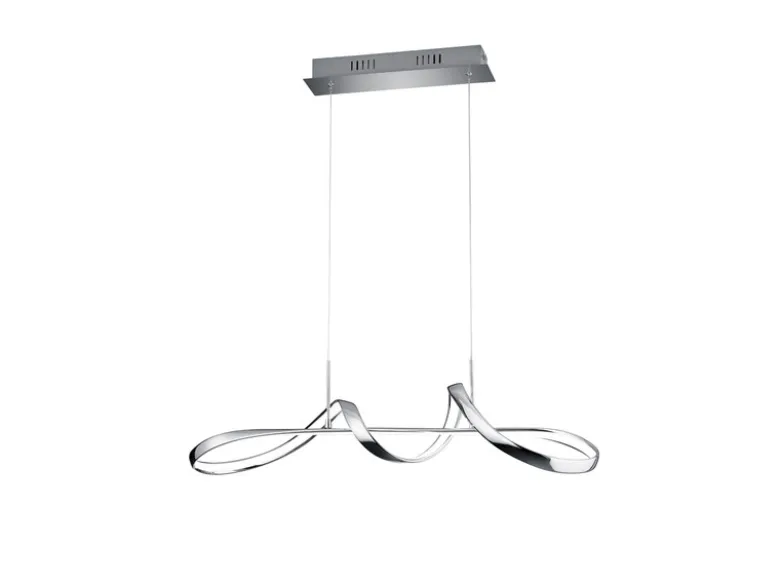 LED Pendelleuchte PERUGIA Metall Silber Chrom mit 3 Stufen Dimmer, Breite 81cm
