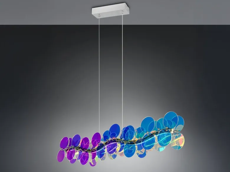 LED Pendelleuchte PULSE dimmbar aus irisierendem Kunststoff, Breite 86cm