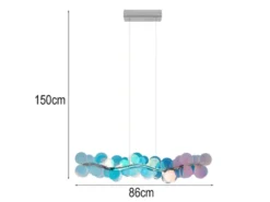 LED Pendelleuchte PULSE dimmbar aus irisierendem Kunststoff, Breite 86cm