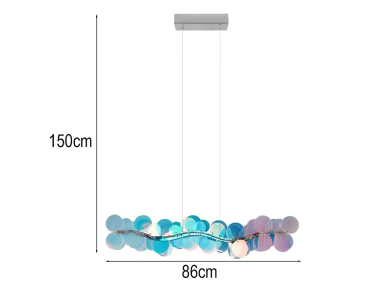 LED Pendelleuchte PULSE dimmbar aus irisierendem Kunststoff, Breite 86cm
