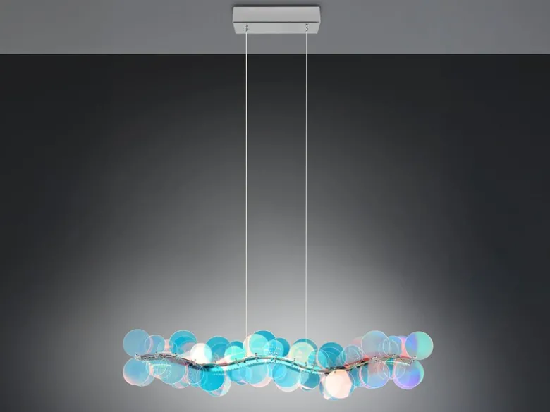 LED Pendelleuchte PULSE dimmbar aus irisierendem Kunststoff, Breite 86cm