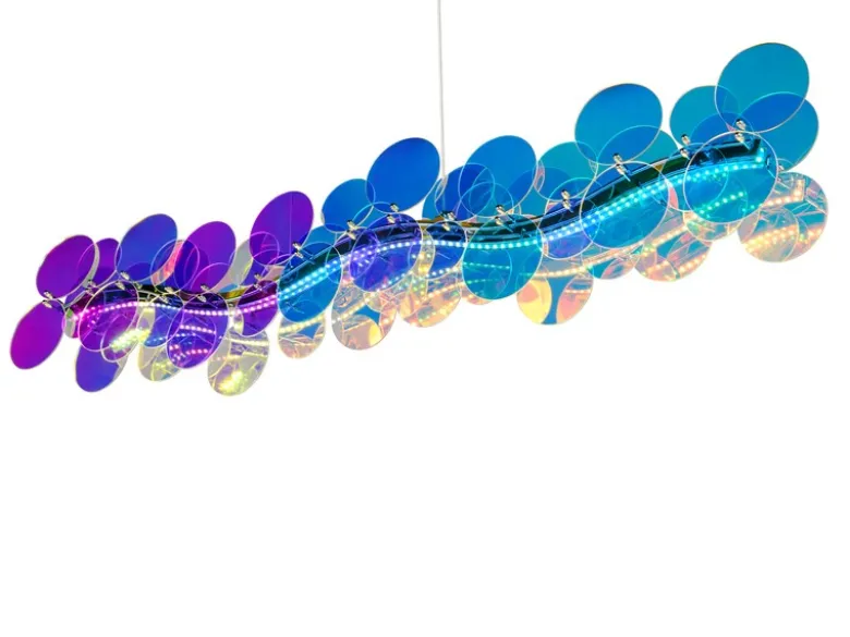 LED Pendelleuchte PULSE dimmbar aus irisierendem Kunststoff, Breite 86cm