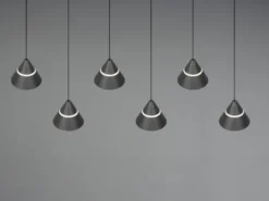 LED Pendelleuchte ROMEO höhenverstellbar, 6-flammig Schwarz, Breite 75cm