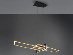 LED Pendelleuchte SALINAS Schwarz Gold mit Switch Dimmer, Breite 110cm